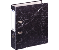 Папка-регистратор OfficeSpace, 70мм, мрамор, черная, нижний метал. кант, 251893