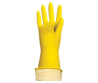 Перчатки хозяйственные резиновые PACLAN "Professional", с х/б напылением, размер L (большой), желтые 602490
