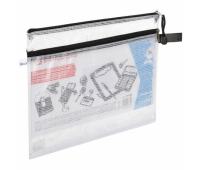 Папка-конверт на молнии BRAUBERG "Solid", А4, 335х243 мм, ПВХ, сетка, 0,3 мм, 2 отделения, прозрачная, 223889