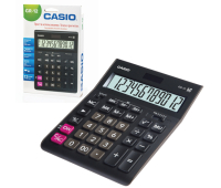 Калькулятор CASIO настольный GR-12-W, 12 разрядов, двойное питание, 209х155 мм, европодвес, черный, GR-12-W-EP 250380/394704