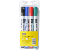 Набор маркеров для  доски 4 шт. (черный, синий, красный, зеленый) пулевидный, 2,5 мм,  OfficeSpace, 9503, 228781