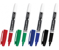 Набор маркеров для доски 4шт круглый наконечник 4 мм, BRAUBERG 150850 (черный, синий, красный, зеленый)