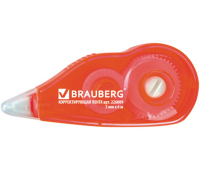 Корректирующая лента BRAUBERG, 5 мм х 6 м, корпус красный, с подкручиванием, блистер 226809