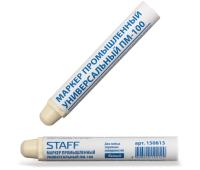 Маркер промышленный STAFF ПМ-100, твердый, для любых неровных поверхностей, -20С до +40С, белый, 150813