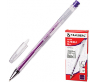 Ручка гелевая BRAUBERG "Jet", корпус прозрачный, узел 0,5 мм, линия 0,35 мм, фиолетовая, 142161