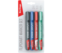 Набор маркеров для бумажных блоков флипчарта Berlingo 4 шт., пулевидный, 2мм, 42209, 210620