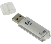 Флешка 64GB Smart Buy "V-Cut", SB64GBVC-S, USB 2.0 Flash Drive, серебристый (металл.корпус), 260252