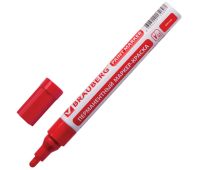 Маркер-краска лаковый (paint marker), 2-4 мм, красный, нитро-основа, алюминиевый корпус, BRAUBERG, 150874