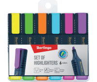 Набор текстовыделителей Berlingo 6цв. (желтый,зелен.,синий,фиолет.,оранж,роз.), 7030  241044