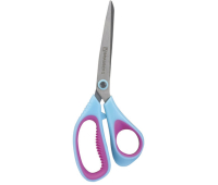 Ножницы BRAUBERG "Extra 3D", 216 мм, ассиметричные, ребристые резиновые вставки, бирюзово-фиолетовые, 236453
