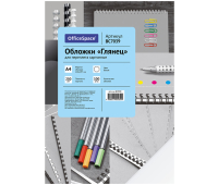 Обложка А4 OfficeSpace BC7039 "Глянец" 250г/кв.м, белый картон, 100л. (222479)