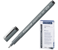 Ручка капиллярная STAEDTLER "Pigment Liner", ЧЕРНАЯ, корпус серый, линия письма 0,8 мм, 308 08-9 142181