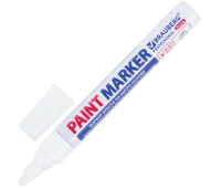 Маркер-краска лаковый (paint marker) 4 мм, БЕЛЫЙ, НИТРО-ОСНОВА, алюминиевый корпус, BRAUBERG PROFESSIONAL PLUS, 151444