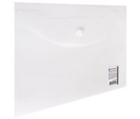 Папка-конверт с кнопкой МАЛОГО ФОРМАТА (240х190 мм), А5, матовая прозрачная, 0,18 мм, BRAUBERG, 227314