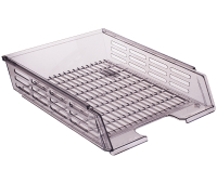 Лоток для бумаг горизонтальный Стамм, с пазами, тонированный серый ЛТ78 098057