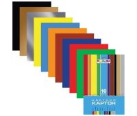 Картон цветной А4 МЕЛОВАННЫЙ, 10 листов 10 цветов, в папке, HATBER, 195х280 мм, "Creative", 10Кц4 05809, N049600 126945