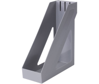 Лоток вертикальный для бумаг BRAUBERG "Basic", 265х100х285 мм, серый, 237010