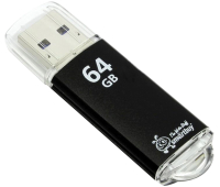 Флешка Smart Buy "V-Cut" 64GB, USB 2.0 Flash Drive, черный (металл.корпус) 227884