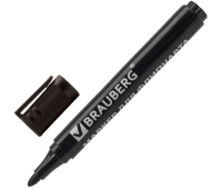 Маркер для флипчарта BRAUBERG, НЕПРОПИТЫВАЮЩИЙ, ЧЕРНЫЙ, круглый наконечник, 2,5 мм, 151253
