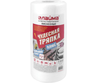 Салфетки универсальные в рулоне 125 шт. ЧУДЕСНАЯ ТРЯПКА ПЛЮС, 25х30 см, вискоза, 45 г/м2, ЛАЙМА, 605491