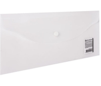 Папка-конверт с кнопкой МАЛОГО ФОРМАТА (250х135 мм), матовая прозрачная, 0,18 мм, BRAUBERG, 227316