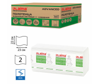 Полотенца бумажные 200 шт., LAIMA (Система H3), ADVANCED, 2-слойные, белые, КОМПЛЕКТ 20 пачек, 22х23, V-сложение, 111340