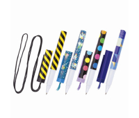 Ручка шариковая на шнурке BRAUBERG/ПИФАГОР "Funny Motions", СИНЯЯ, корпус ассорти, линия письма 0,35 мм, 141466