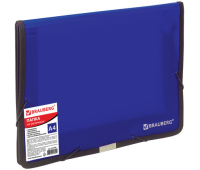 Папка на резинках BRAUBERG, широкая, А4, 330х240 мм, синяя, до 500 листов, 0,6 мм, 227978