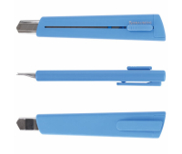 Нож канцелярский 9 мм BRAUBERG "Delta", автофиксатор, цвет корпуса голубой, блистер, 237086