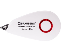 Корректирующая лента BRAUBERG SUPER, 5 мм х 16 м, корпус белый, блистер, 229061