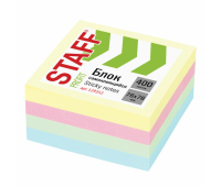 Блок самоклеящийся (стикеры) STAFF PROFIT ПАСТЕЛЬНЫЙ, 76х76 мм, 400 листов, 4 цвета, 129352