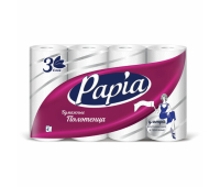 Полотенца бумажные бытовые, спайка 4 шт., 3-слойные (4х11,2 м), PAPIA, 23x13 см, белые, 5062170, 112049, 260071