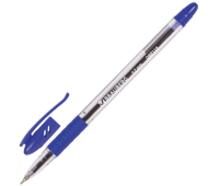 Ручка шариковая масляная с грипом BRAUBERG "Glassy", СИНЯЯ, корпус прозрачный, узел 0,7 мм, линия письма 0,35 мм, 142698