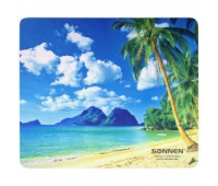 Коврик для мыши SONNEN BEACH, резина + ткань, 260х220х3 мм, 513294