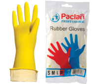 Перчатки хозяйственные латексные, х/б напыление, размер XL (очень большой), желтые, PACLAN "Professional"  602491