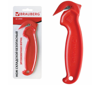 Нож складской безопасный BRAUBERG "Logistic", для вскрытия упаковочных материалов, красный, блистер, 236969