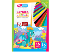 Цветная бумага двусторонняя A4, ArtSpace, 16 листов, 16 цветов, газетная, "Дракон" 291732