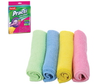Салфетки универсальные, 30х30 см, КОМПЛЕКТ 4 шт., микрофибра, PACLAN "Practi Microfiber", 410260, 604095