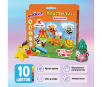 Пластилин восковой ЮНЛАНДИЯ "ВЕСЕЛЫЙ ШМЕЛЬ", 10 цветов, 150 г, СО СТЕКОМ, европодвес, 105035