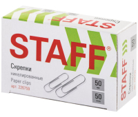 Скрепки большие 50 мм, STAFF "EVERYDAY", никелированные, 50 шт., в картонной коробке, 226759