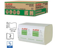 Полотенца бумажные 200 шт., LAIMA (H3) ADVANCED WHITE, 2-слойные, белые, КОМПЛЕКТ 15 пачек, 23х20,5, V-сложение, 111341