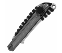 Нож канцелярский 18 мм BRAUBERG "Metallic", роликовый фиксатор, резиновые вставки, металл, 237159