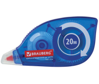Корректирующая лента BRAUBERG 5 мм х 20 м, корпус синий, механизм перемотки, блистер, 227799