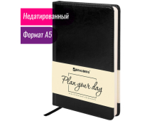 Ежедневник недатированный А5 (138х213 мм) BRAUBERG "Imperial", под кожу, 160 л., черный, 113499