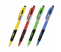 Ручка шариковая автоматическая с грипом STAFF "BP-16 Neon", СИНЯЯ, ассорти, линия письма 0,35 мм, 143750