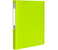 Папка на 2 кольцах BRAUBERG "Neon", 25 мм, внутренний карман, неоновая, зеленая, до 170 листов, 0,7 мм, 227456