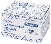 Мел белый ПИФАГОР, набор 100 шт., квадратный, 227440