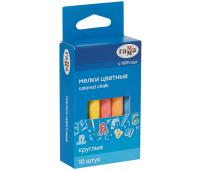 Мелки школьные Гамма, цветные, 10шт., мягкие, круглые, картонная упаковка, европодвес, 300263