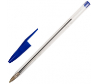 Ручка шариковая STAFF Basic Budget BP-02, письмо 500 м, СИНЯЯ, длина корпуса 13,5 см, линия письма 0,5 мм, 143758