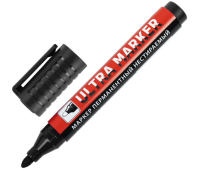 Маркер перманентный ULTRA MARKER, ЧЕРНЫЙ, 3,5 мм, с клипом, BRAUBERG, 152204